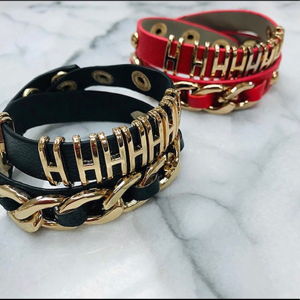 Signature H Status Leather Wrap Bracelet,NWT